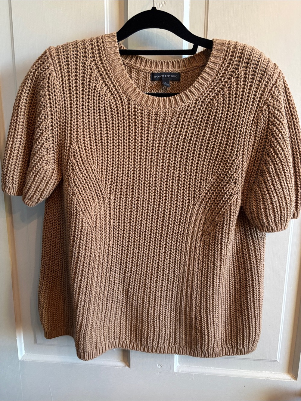 Banana Republic 100% Cotton Short-Sleeve Crew Knit Sweater Size L Mustard